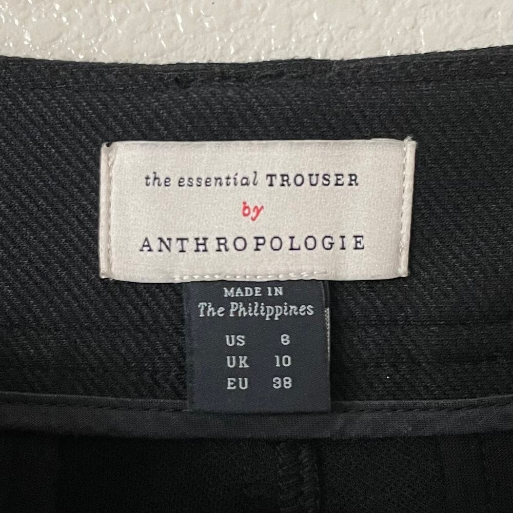 Anthropologie Pants Womens Size 6 Black Essential Trouser Flared Twill Preppy - Picture 9 of 11